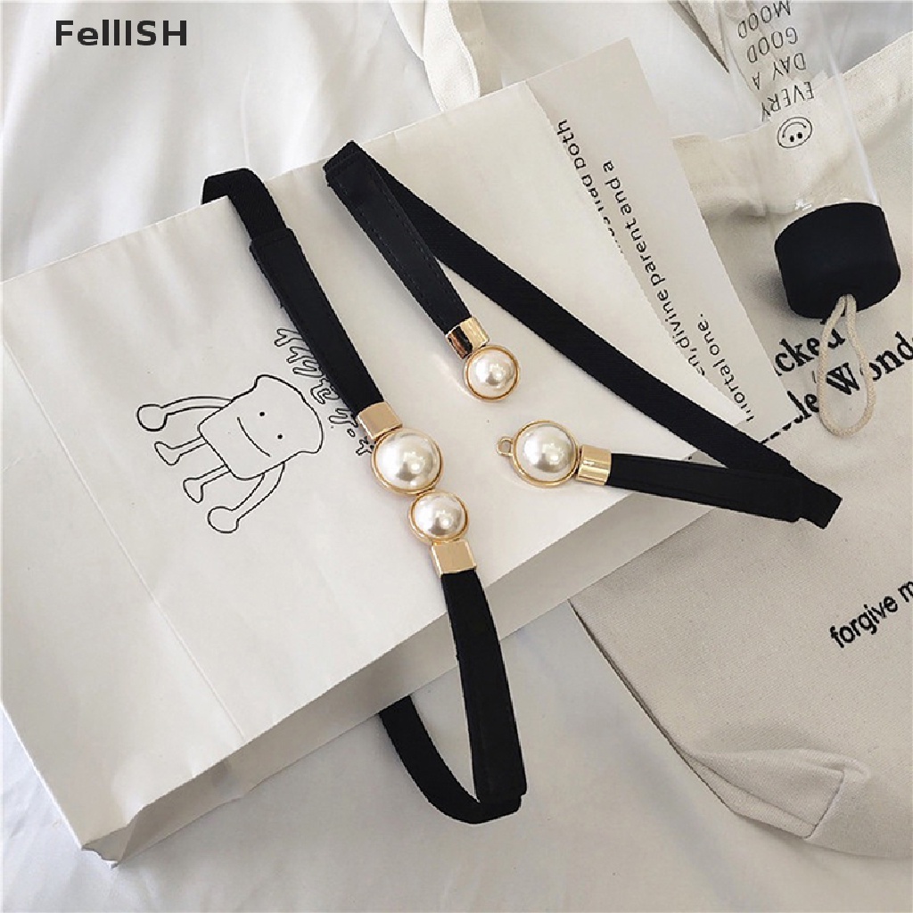 Thắt Lưng Da PU Khóa Ngọc Trai Co Giãn Thời Trang 439br