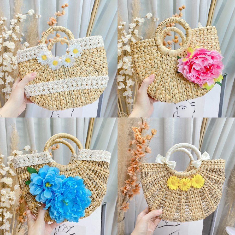 Túi cói đi biển - Túi cói bán nguyệt handmade
