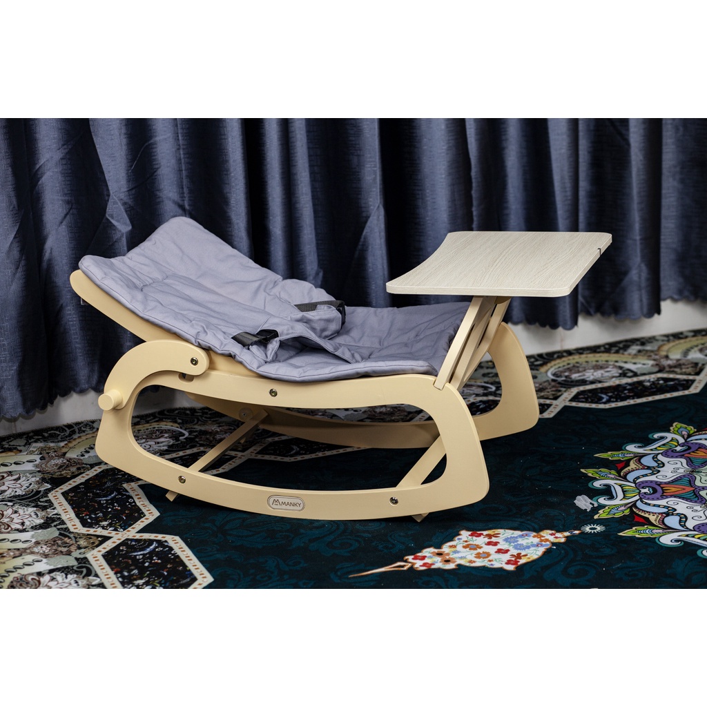 Ghế ăn dặm Manky 2023, tặng kèm kệ treo đồ chơi cho bé