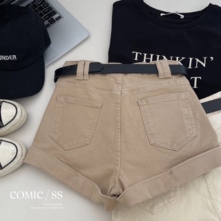 Quần short jean kèm belt comic