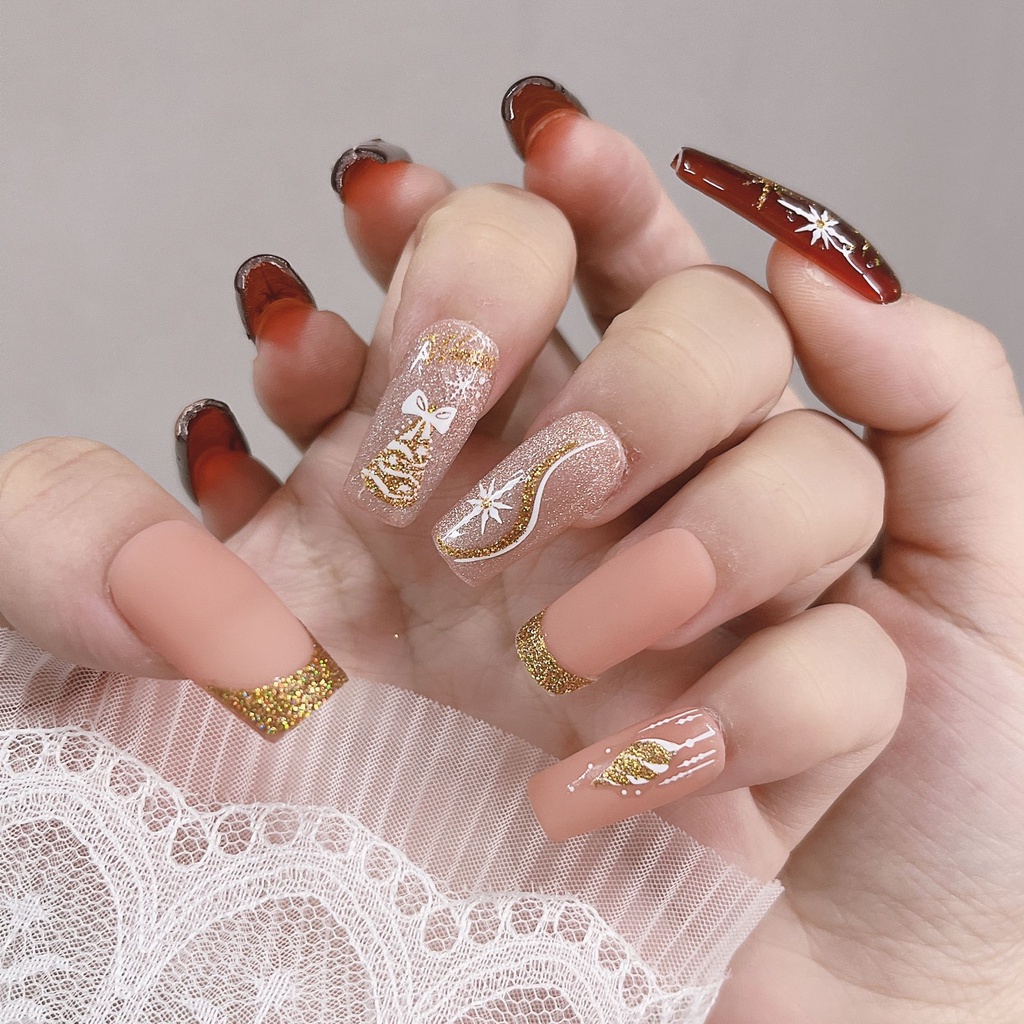 1 Miếng Dán Móng Tay Phản Quang Họa Tiết Bông Tuyết / Tuần Lộc / Chuông Giáng Sinh 3D Lấp Lánh Dành Cho