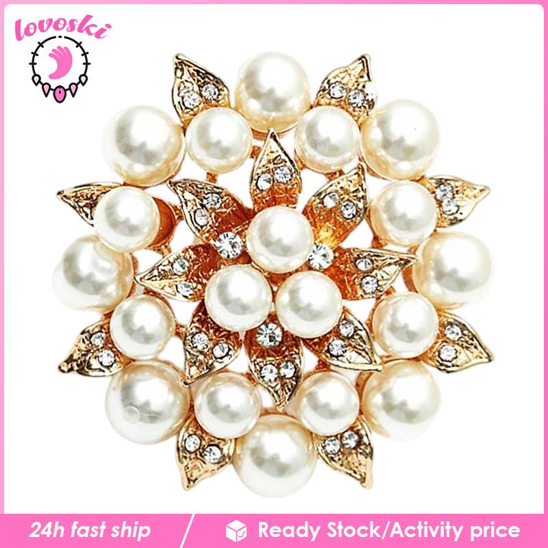 Bông Tai Hình Hoa Đính Ngọc Trai Giả Thanh Lịch Dành Cho Nữ