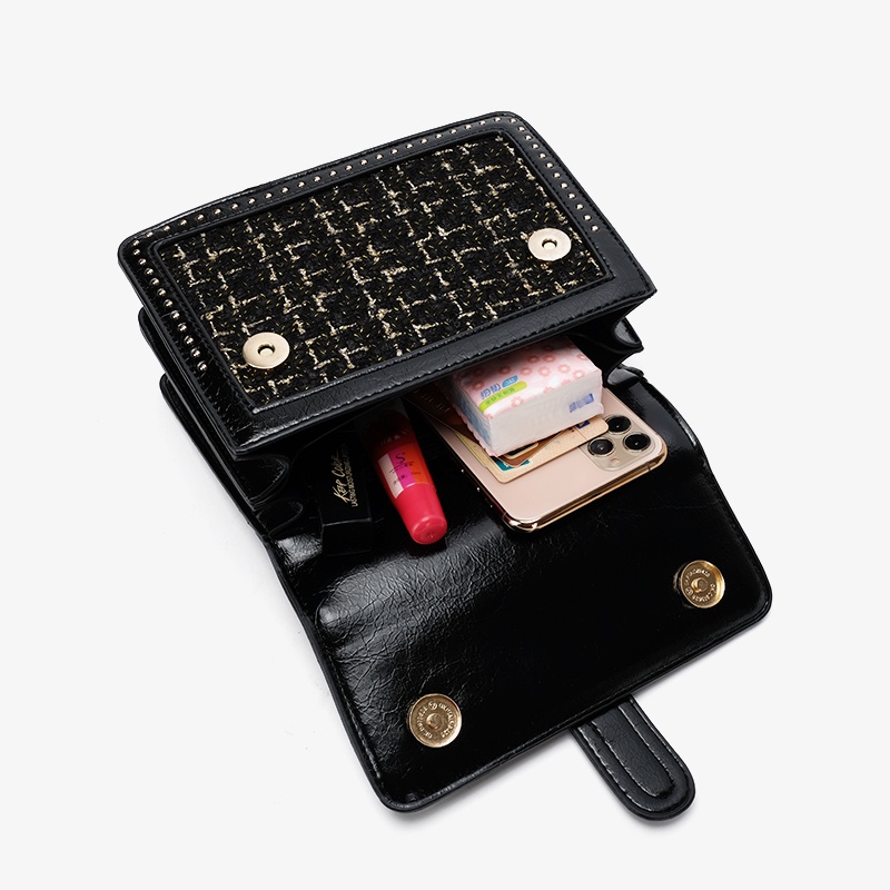 💋Có Sẵn💋 Túi cầm tay đeo chéo CEEKAY  hình thang vải dạ tweed dệt sợi kim tuyến fullbox làm quà tặng