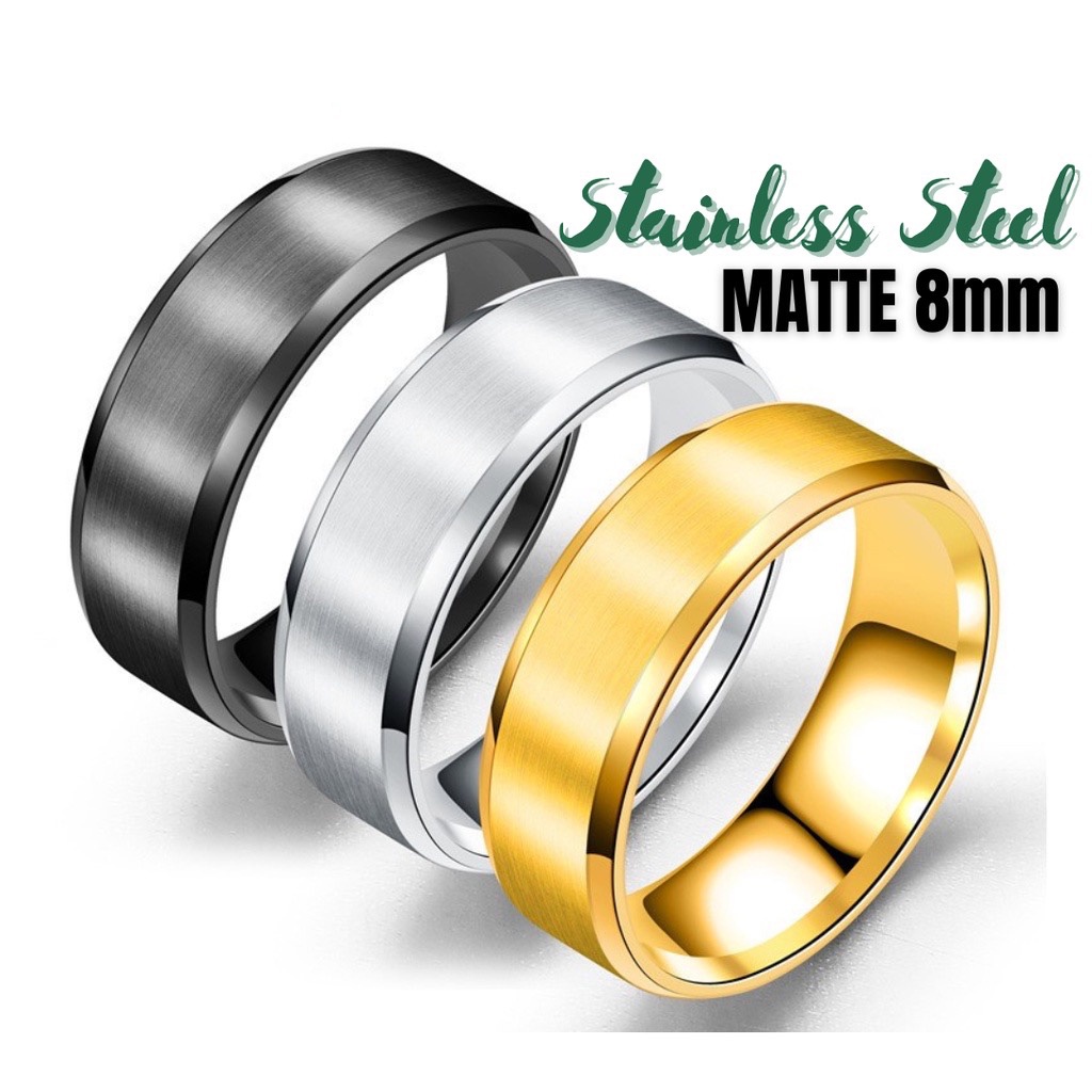 Nhẫn Thép Không Gỉ | Bông Tai Titan Bản Rộng 8MM Phong Cách Âu Mỹ | Nhẫn Thời Trang Mới