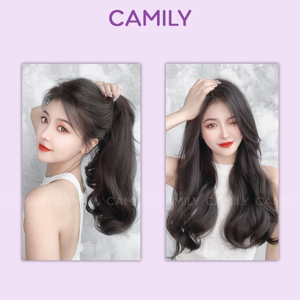 Tóc giả nữ Camily kẹp tóc chữ U 5 phím xoăn sóng làm dày tóc CM05