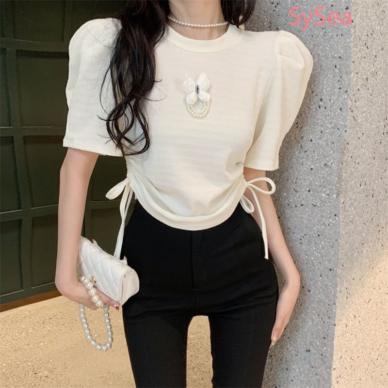 Áo Thun Tay Phồng Phối Dây Rút Thời Trang Mùa Hè Dành Cho Nữ