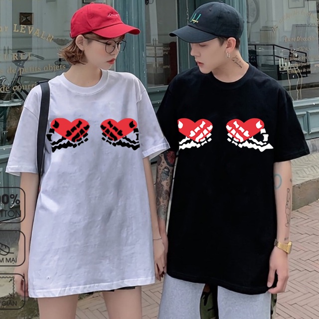 Áo thun form unisex Tay Xương Trái Tim dáng rộng cực dễ phối đồ