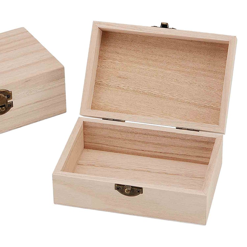 Bộ 10 Hộp Gỗ Đựng Trang Sức Có Nắp Đậy Và Móc Khóa Kích Thước 6 X 4 X 2.3 Inch