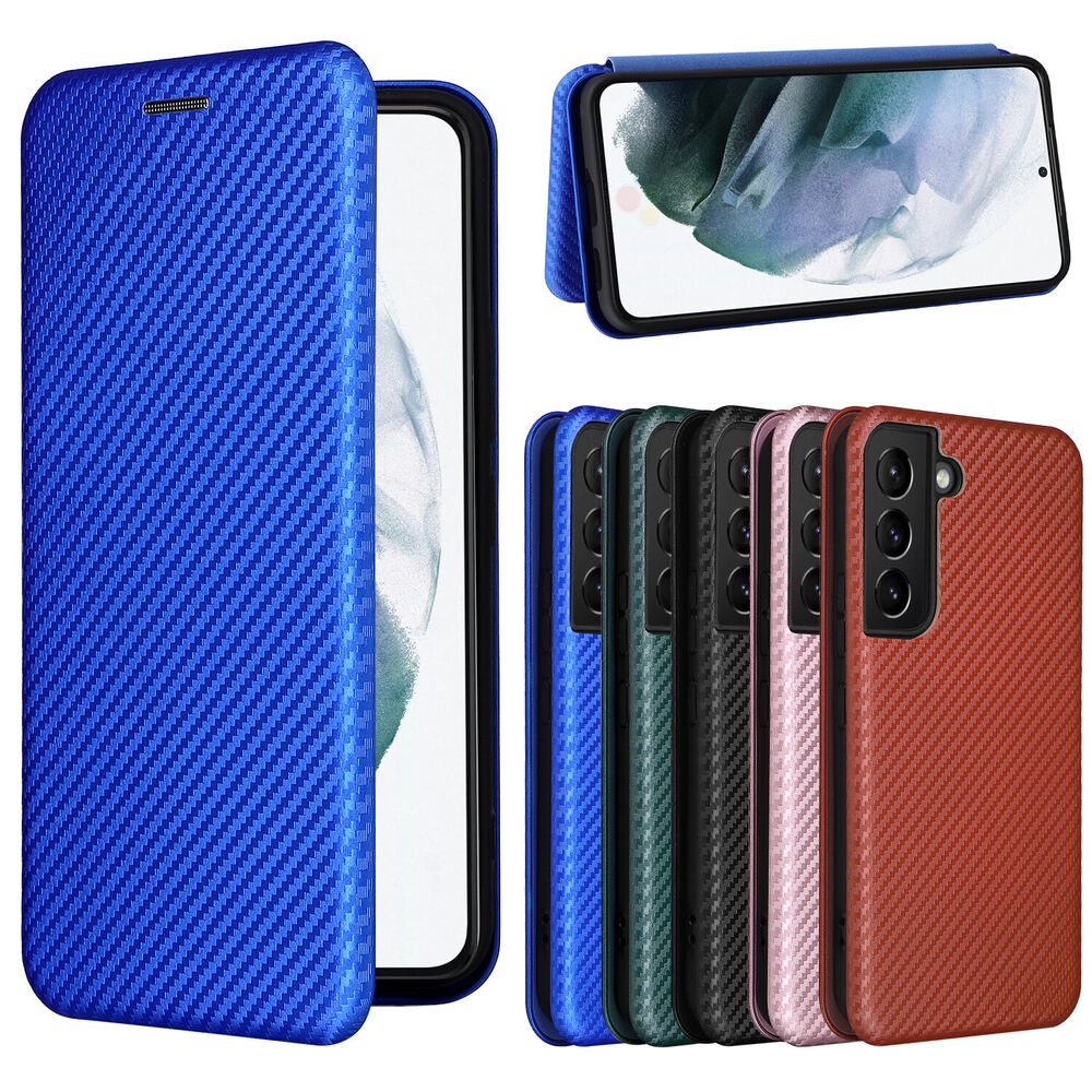 Ốp Điện Thoại Da + Sợi Carbon Dạng Ví Nắp Lật Cho Samsung Galaxy S23 Ultra / S22 / S22 +
