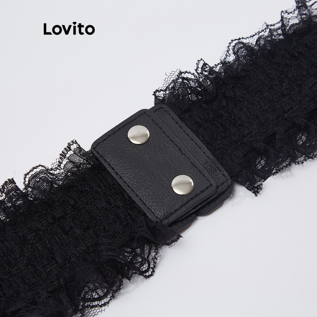 210QX Áo corset Lovito màu trơn phối dây rút cột dây qua khoen định hình cơ thể phong cách thường ngày L18X349