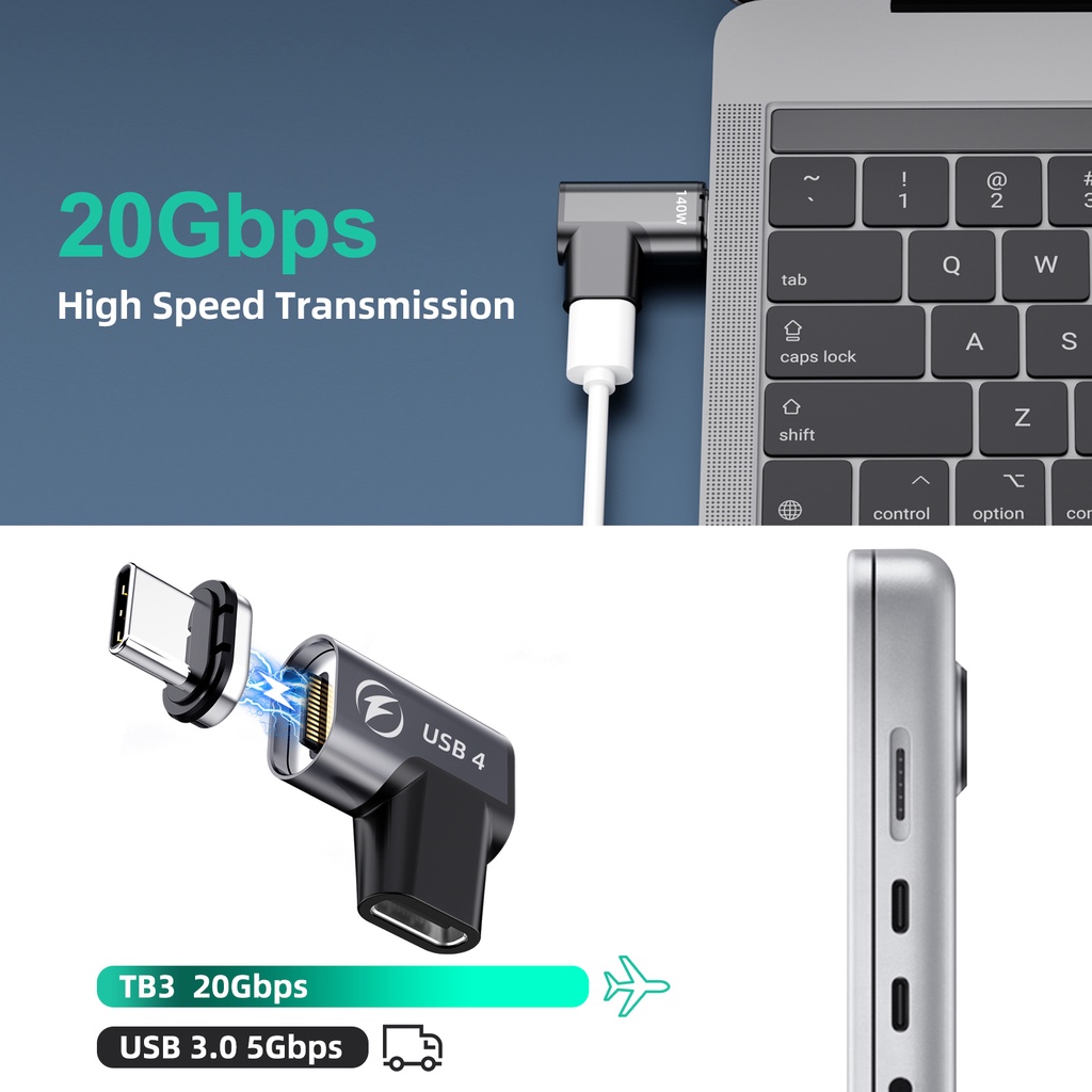 Đầu chuyển đổi FONKEN USB C 140W sang USB 4.0 Type C sạc nhanh 40gbps thunderbolt4 8K 120Hz dành cho điện thoại laptop