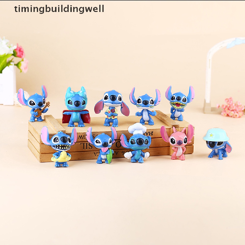 Set 10 Mô Hình Đồ Chơi Con Rối Nhân Vật Stitch Bằng Nhựa PVC Cho Bé