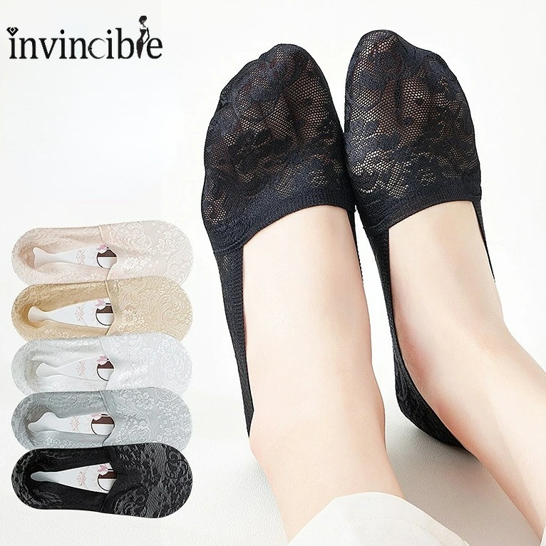 1 Đôi Tất Lưới Ngắn Vô Hình Thoáng Khí Thoải Mái Chống Trượt Cho Nữ