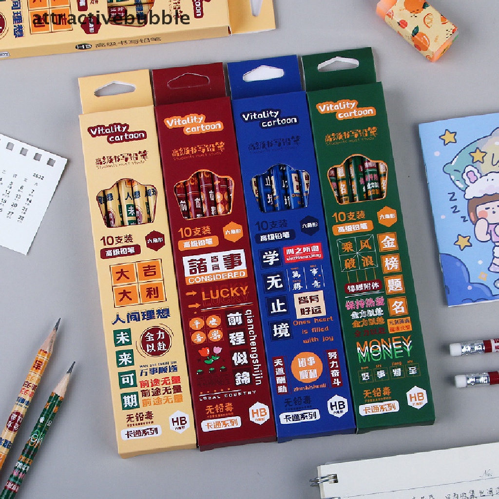 Set 10 Bút Chì Graphite Kiểu Hàn Quốc Đáng Yêu Cho Bé