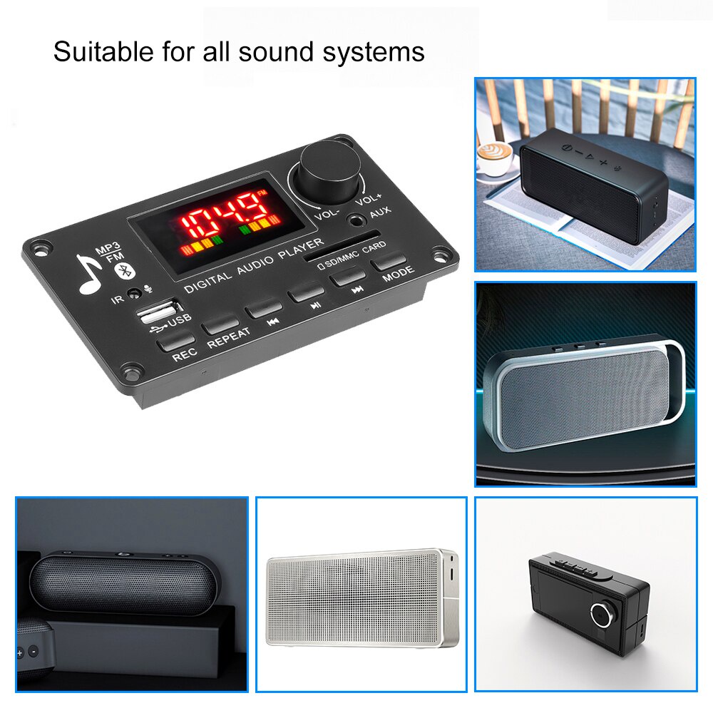 Bảng Mạch Khuếch Đại Âm Thanh mp3 80W 12V Bluetooth5.0 Cho Xe Hơi