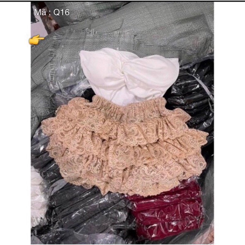 Chân váy ren tầng dáng xòe có lót quần kèm ảnh thật