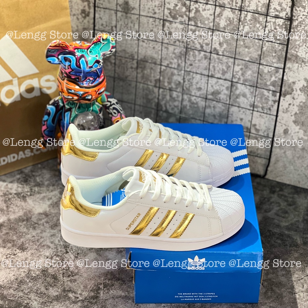 GIÀY THỂ THAO ADIDAS SUPERSTAR MÀU TRẮNG SỌC VÀNG ĐỒNG, GIÀY ADIDAS SUPERSTAR GOLD / SILVER