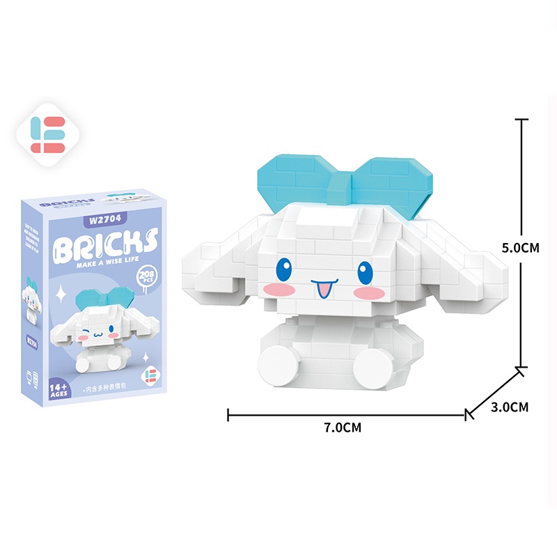 Đồ Chơi Lắp Ráp Mô Hình Nhân Vật Sanrio Kuromi Cinnamoroll My Melody Mini Dễ Thương