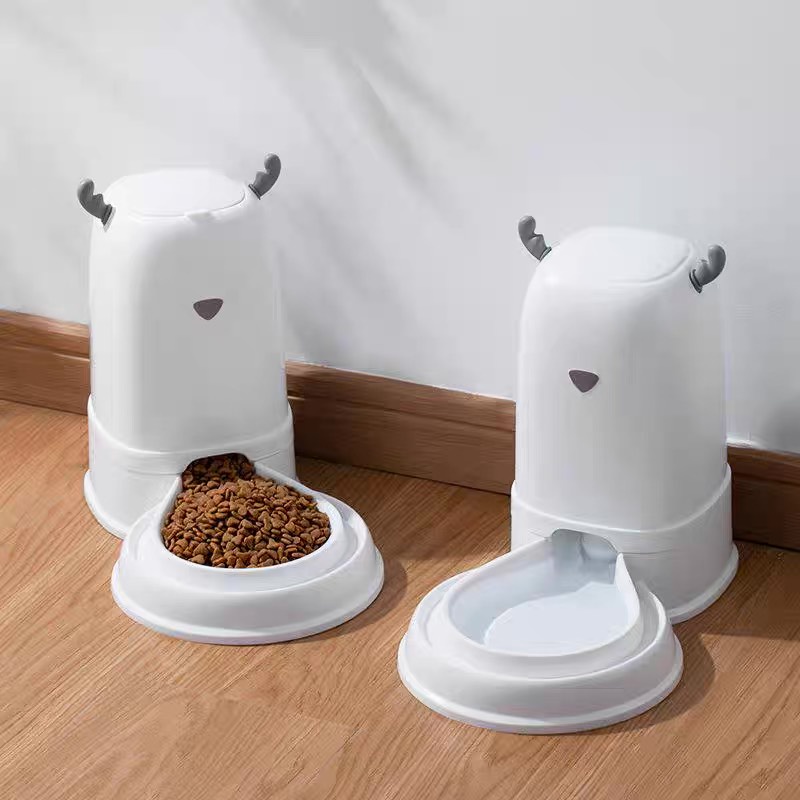 Bình ăn và bình uống tự động cho thú cưng hình tuần lộc đáng yêu dung tích lớn 3.8L, bình ăn uống cho chó mèo