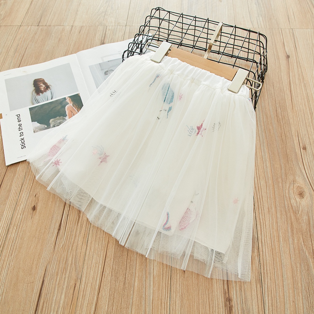 Set Áo Thun Hở Vai + Chân Váy Họa Tiết Hoạt Hình Thời Trang Mùa Hè Cho Bé Gái