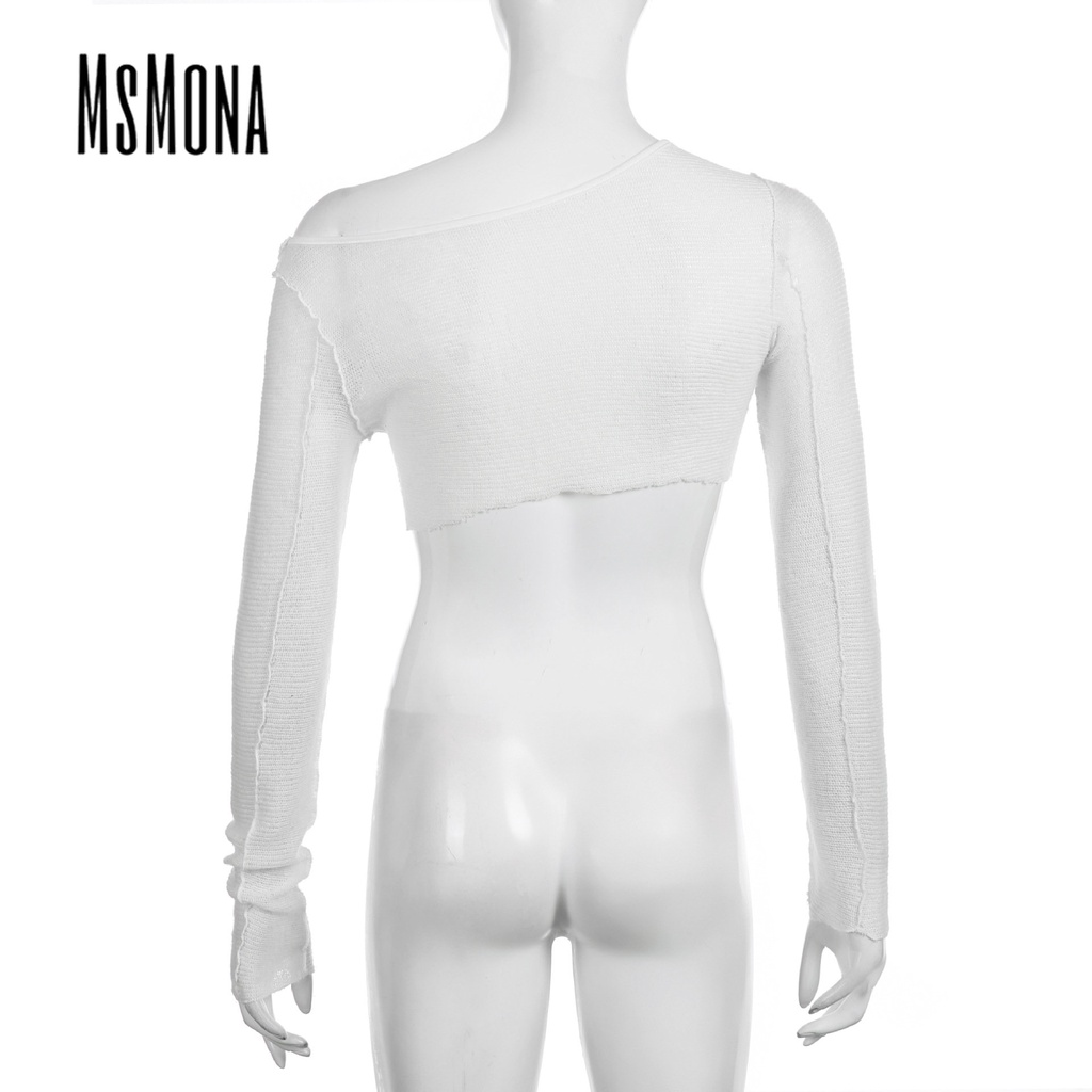 MsMona Áo Thun Dài Tay Màu Trơn Thời Trang 2023 Cho Nữ