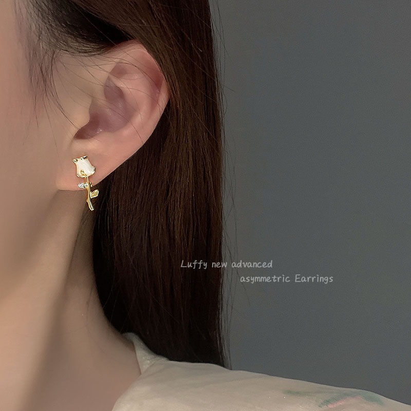 Bông Tai Hình Trái Tim Đính Đá Phong Cách Retro Thời Trang 2023 Dành Cho Nữ