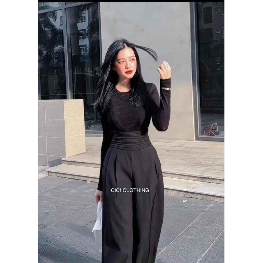 QUẦN SUÔNG NỮ CHÉO XẾP LI CẠP
