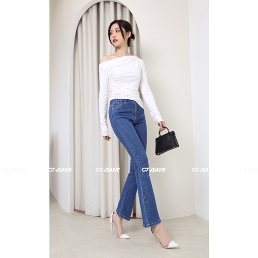 Quần jean ống loe basic - Quần bò ống loe 2 màu đen trắng CP18, CT JEANS