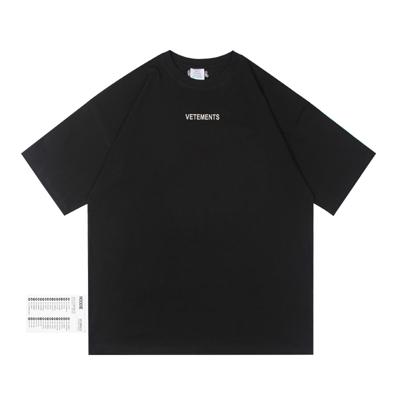 Áo Thun cotton Tay Ngắn Màu Trơn In Chữ VETEMENTS Thời Trang Cho Nam Và Nữ