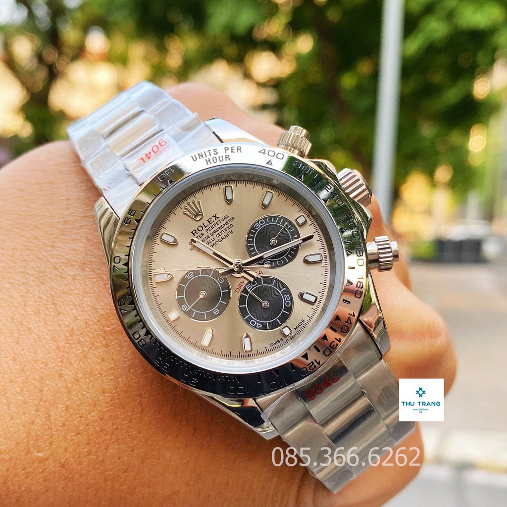 Đồng hồ nam Đồng hồ cơ Rolex mặt xám viền thép trắng size 40-41mm