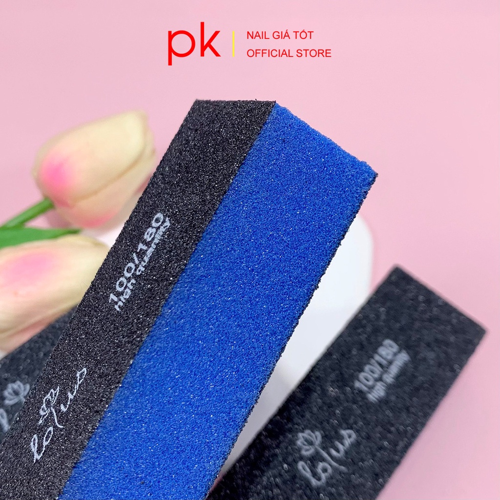 Phao dũa móng, phao nail vuông nhám sần Lotus màu cam đen