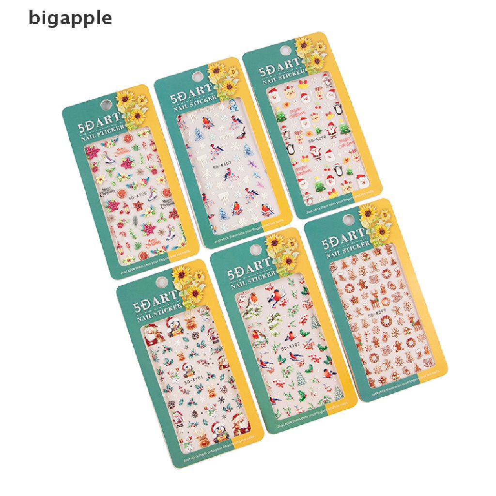 1 Tờ Sticker Dán Móng Họa Tiết Giáng Sinh 5D Dễ Thương Bắt Mắt