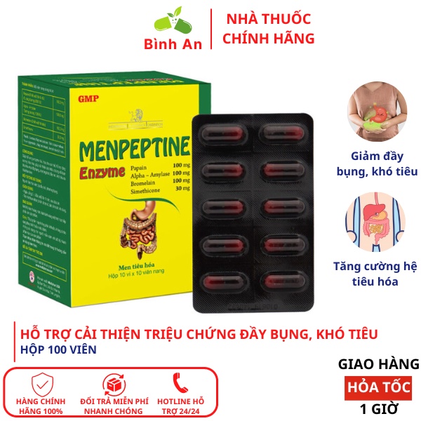 Men Tiêu Hóa Menpeptine Enzyme, hỗ trợ cải thiện các triệu chứng đầy bụng, khó tiêu