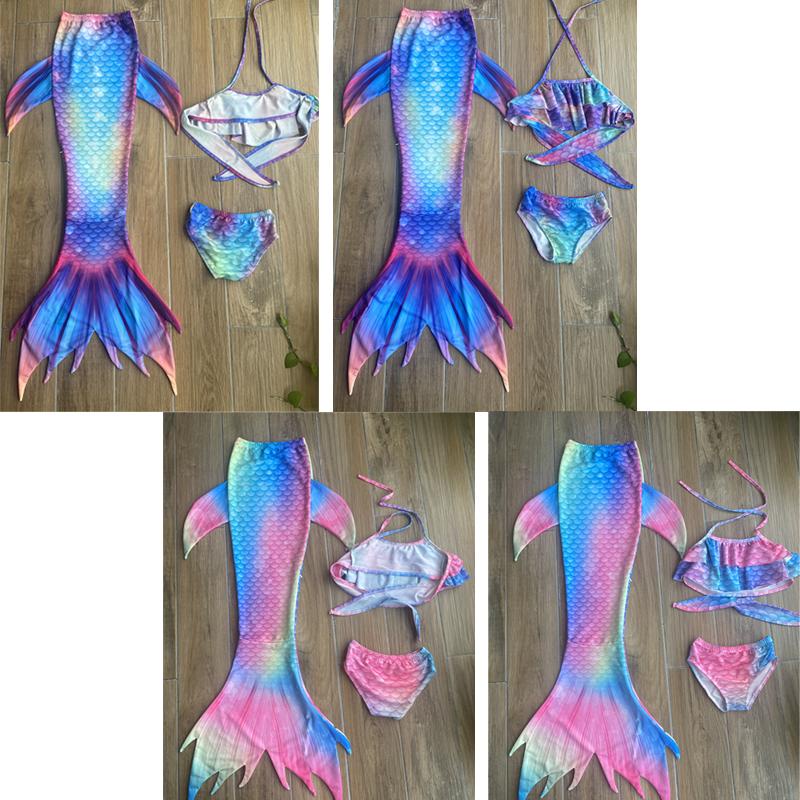 Bộ Bikini Nàng Tiên Cá Ariel 3 Món Với Vỏ Sò Đuôi Nàng Tiên Cá Xinh Xắn Cho Bé Gái Đi Biển 9 Màu