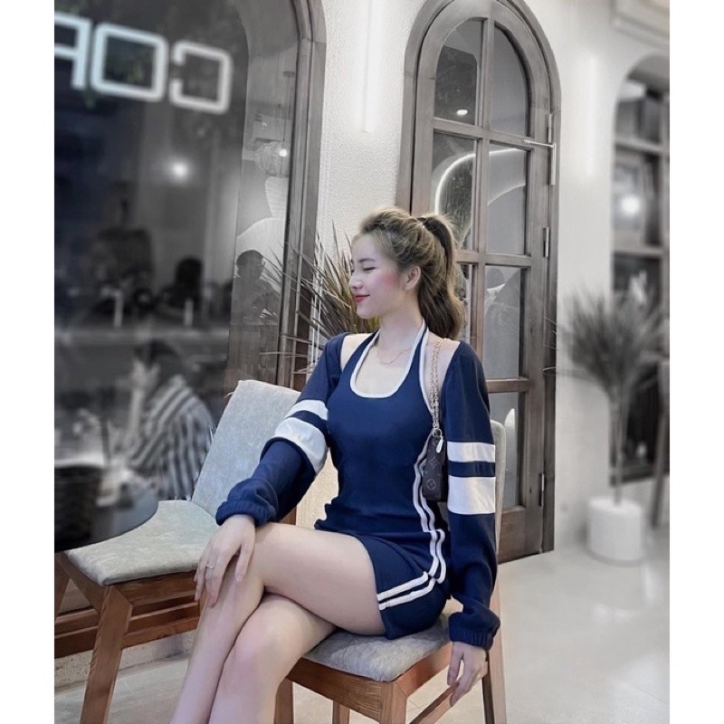 SÉT VÁY ÔM XINH TRÒNG CỔ VÀ ÁO KHOÁC NGẦU DX5alohashop91 capnhatxuhuong thoitrangteen00 wendy alohastore1