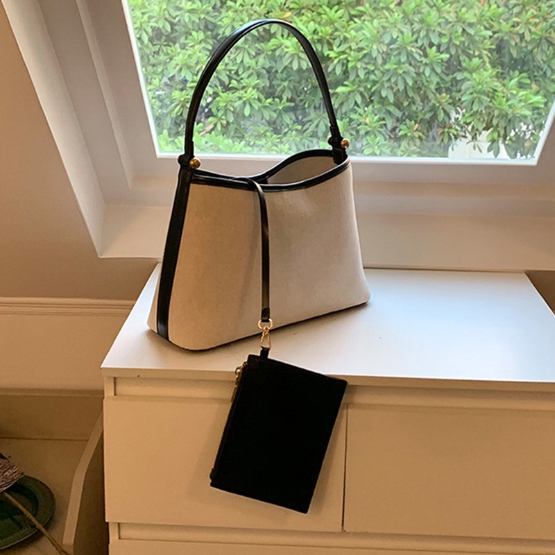 Ielgy Túi Xách canvas Đeo Vai Thời Trang Hàn Quốc Thiết Kế Hình Xương Cá Cho Nữ