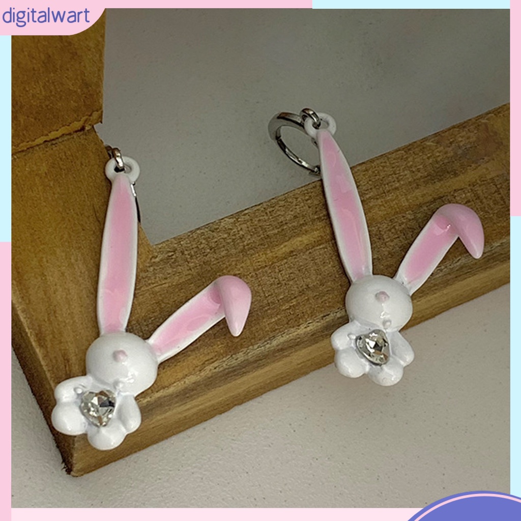 1 Đôi Bông Tai Hình Thỏ Hoạt Hình Đính Đá Ngọt Ngào Phong Cách Hàn Quốc