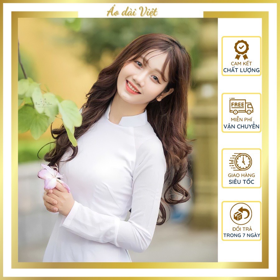 SÉT ÁO DÀI TRẮNG HỌC SINH ,ÁO DÀI truyền thống cổ vuông hở chất lụa mỹ loại 1 cao cấp phù hợp với mọi lứa tuổi