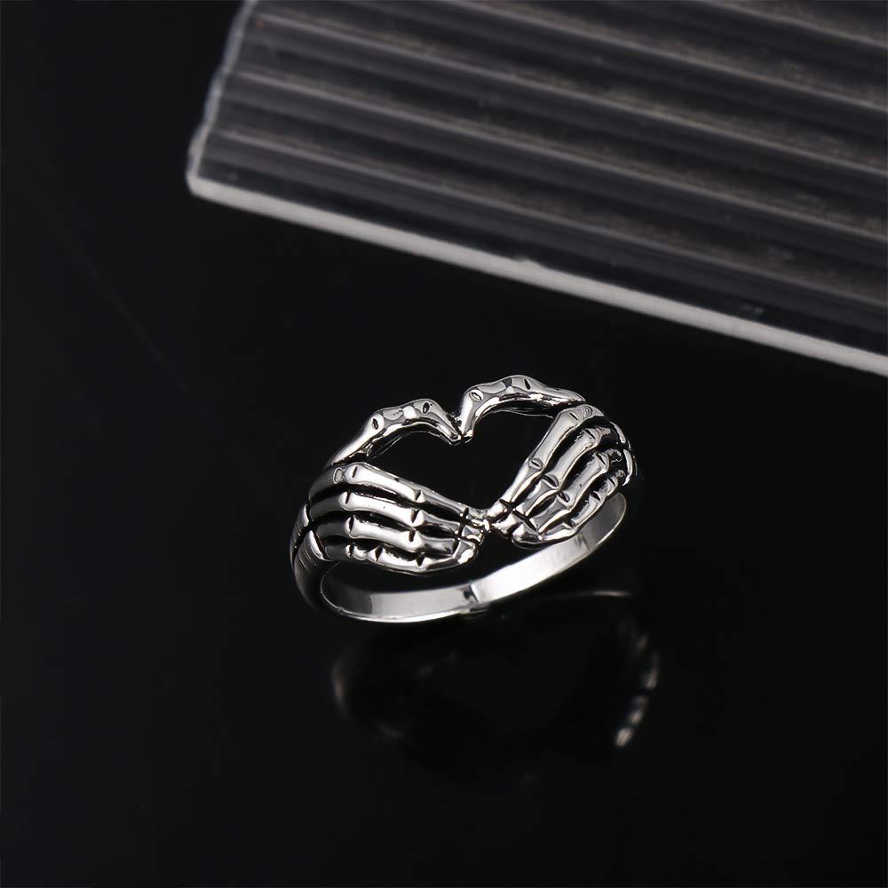 Nhẫn Thiết Kế Đục Lỗ Hình Trái Tim Nhiều Kích Cỡ Phong Cách Gothic Cho Nam Và Nữ
