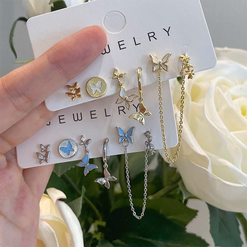 Khuyên tai 17KM mạ vàng/ bạc kiểu bướm thời trang dành cho nữ