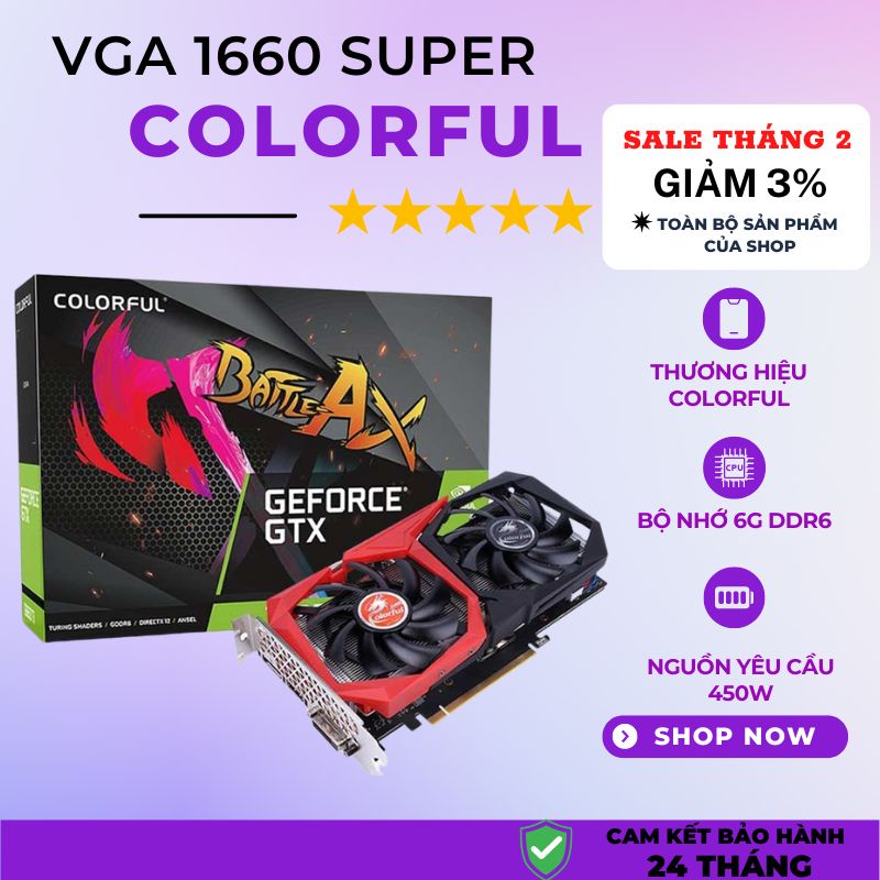 Card màn hình VGA like new 99% 1660 Super colorful Full Box Bảo hành chính hãng 12 tháng-lỗi 1 đổi 1 | BigBuy360 - bigbuy360.vn