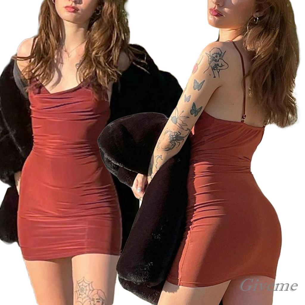 Đầm Body Cổ Thuyền Dây Mảnh Màu Trơn Hiệu Givenme