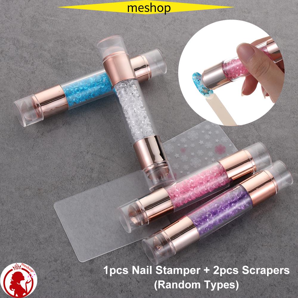 Set 3 Con Dấu Trang Trí Móng Tay Bằng Silicone Hình Trụ Dài Màu Trắng Trong Suốt DIY