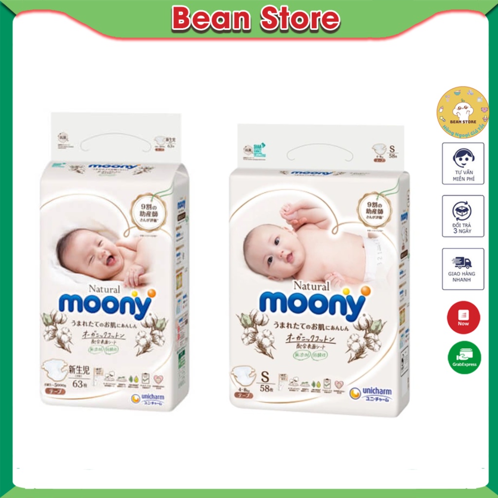 Bỉm Moony Natural trắng nội địa cao cấp đủ size cho bé