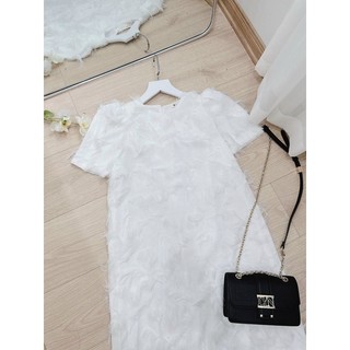Váy lông trắng 2 lớp cổ tròn cho nữ