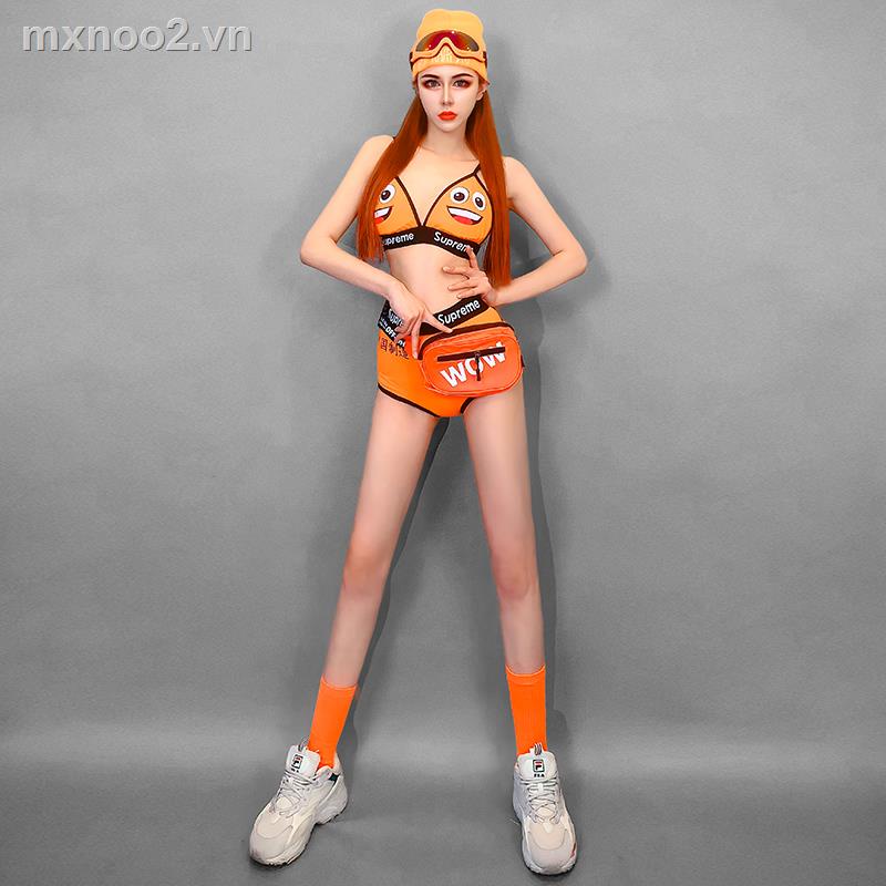 [cod] Mới Bộ bikini Lưng Cao Màu Cam Quyến Rũ dj Quán bar Club ds | BigBuy360 - bigbuy360.vn