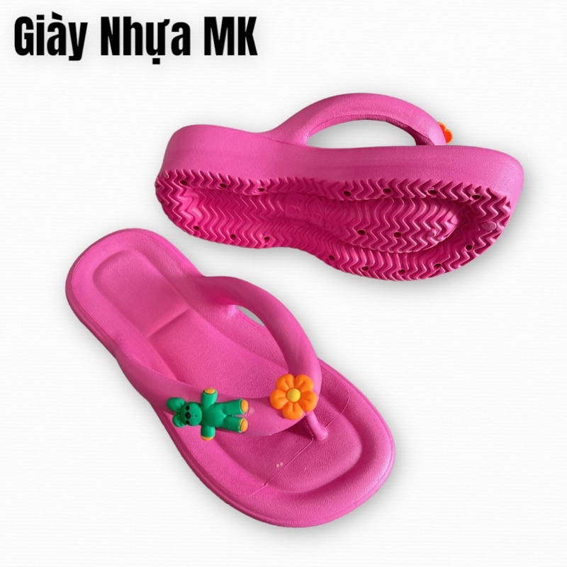 Dép Xỏ Ngón Nữ Đế Cao 5cm Đính Sticker Chống Trượt Đi Biển Đi Chơi Thời Trang Cực Bền - DL181