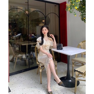 Váy ren body lệch vai