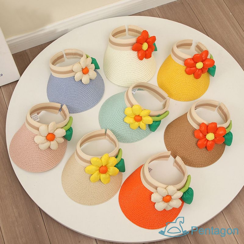 Mũ Chống Nắng Mùa Hè Vành Rộng Hở Chóp Thoáng Khí Dễ Thương Cho Bé Gái