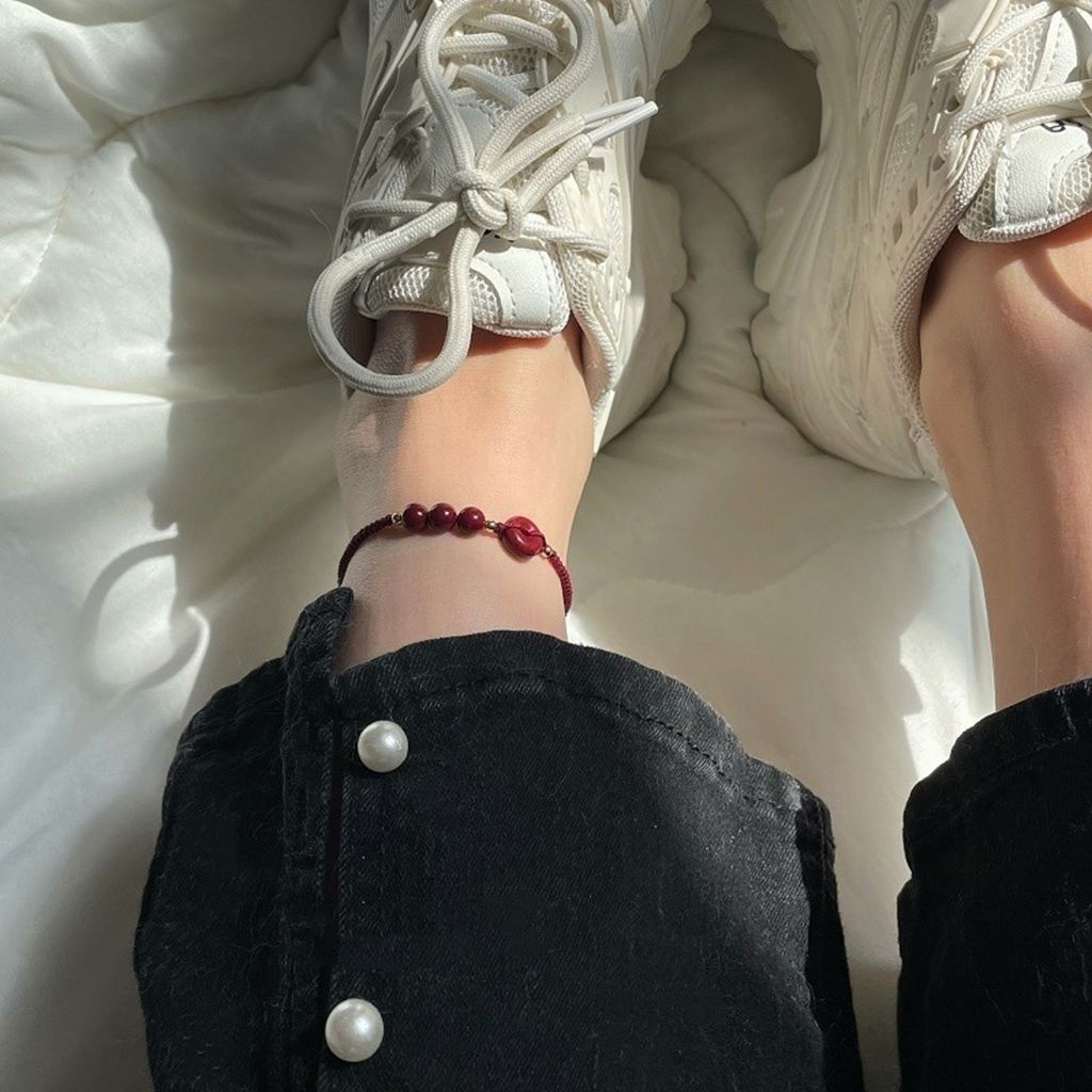 Lắc chân [An Toàn Và Mượt Mà] Cinnabar Ping Khóa Dây Đỏ Cho Nữ Sinh Sinh Viên Bestie Năm Mới